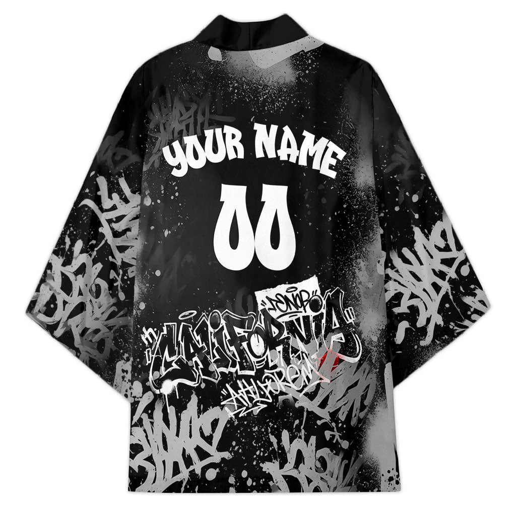 Personalized California Street Graffiti Kimono Monochrome Urban Streetwear - Phoenix Bird - West Coast Riot