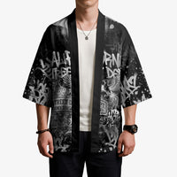 Personalized California Street Graffiti Kimono Monochrome Urban Streetwear - Phoenix Bird - West Coast Riot