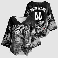 Personalized California Street Graffiti Kimono Sleeve Blouse Monochrome Urban Streetwear - Phoenix Bird - West Coast Riot