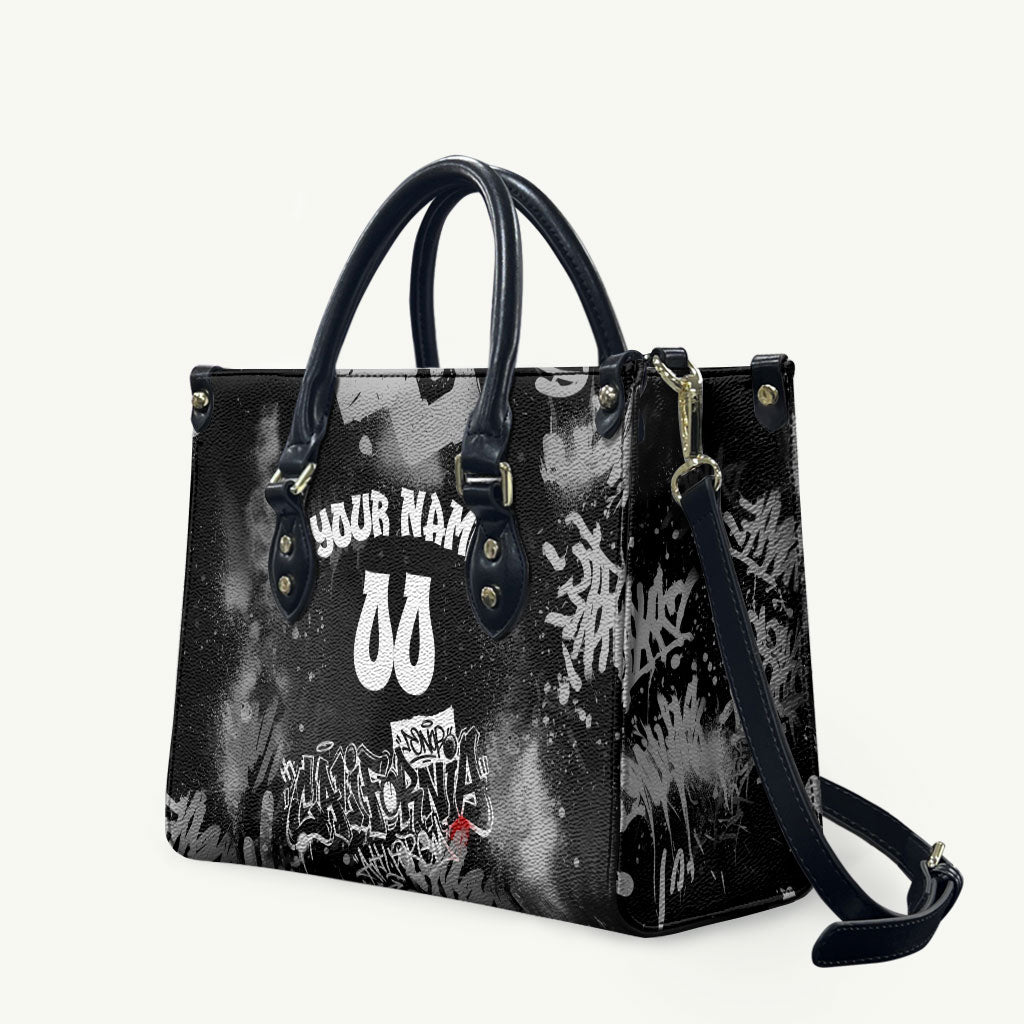 Personalized California Street Graffiti Leather Bag Monochrome Urban Streetwear - Phoenix Bird - West Coast Riot