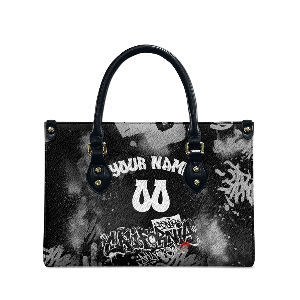 Personalized California Street Graffiti Leather Bag Monochrome Urban Streetwear - Phoenix Bird - West Coast Riot