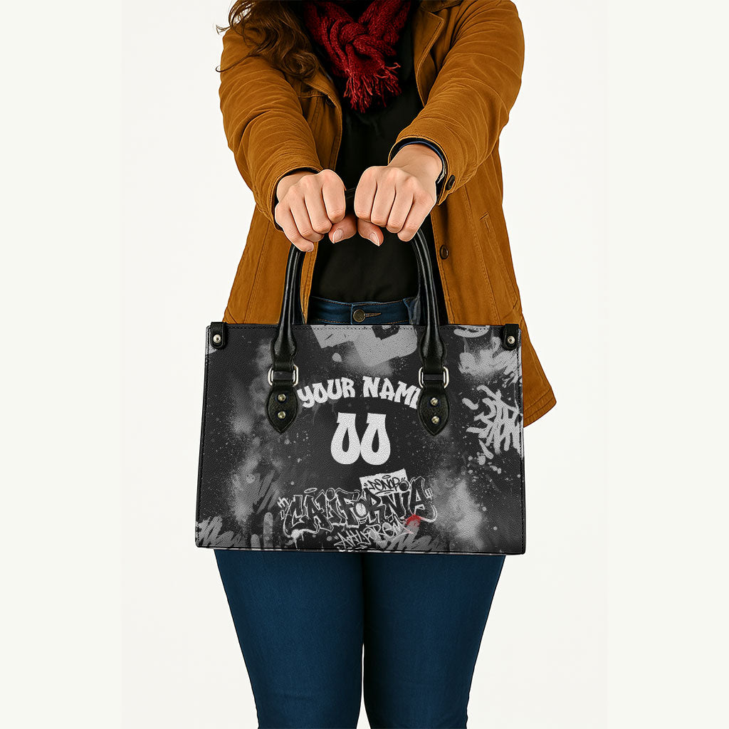 Personalized California Street Graffiti Leather Bag Monochrome Urban Streetwear - Phoenix Bird - West Coast Riot