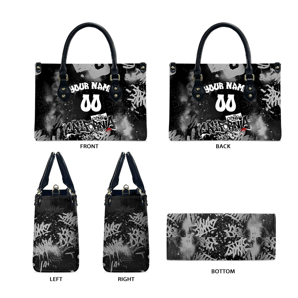Personalized California Street Graffiti Leather Bag Monochrome Urban Streetwear - Phoenix Bird - West Coast Riot