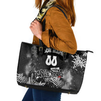 Personalized California Street Graffiti Leather Tote Bag Monochrome Urban Streetwear - Phoenix Bird - West Coast Riot