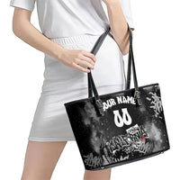 Personalized California Street Graffiti Leather Tote Bag Monochrome Urban Streetwear - Phoenix Bird - West Coast Riot