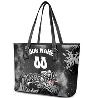 Personalized California Street Graffiti Leather Tote Bag Monochrome Urban Streetwear - Phoenix Bird - West Coast Riot