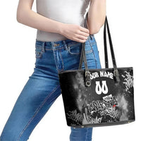 Personalized California Street Graffiti Leather Tote Bag Monochrome Urban Streetwear - Phoenix Bird - West Coast Riot