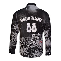 Personalized California Street Graffiti Long Sleeve Button Shirt Monochrome Urban Streetwear - Phoenix Bird - West Coast Riot