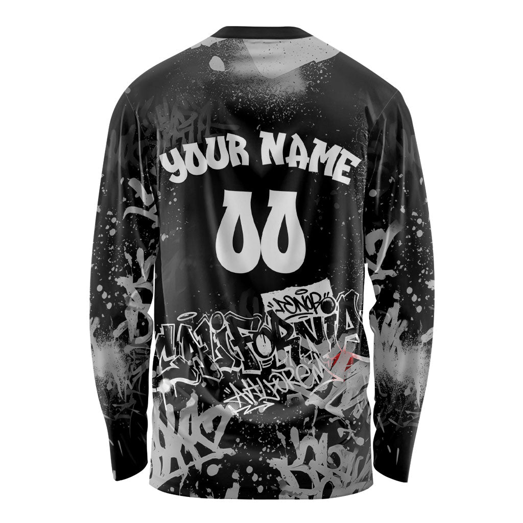 Personalized California Street Graffiti Long Sleeve Shirt Monochrome Urban Streetwear - Phoenix Bird - West Coast Riot