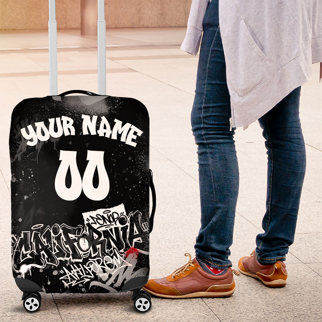 Personalized California Street Graffiti Luggage Cover Monochrome Urban Streetwear - Phoenix Bird - West Coast Riot