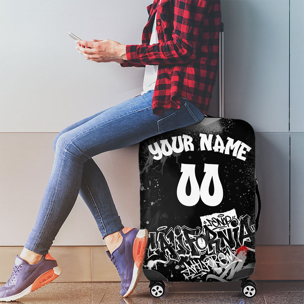 Personalized California Street Graffiti Luggage Cover Monochrome Urban Streetwear - Phoenix Bird - West Coast Riot