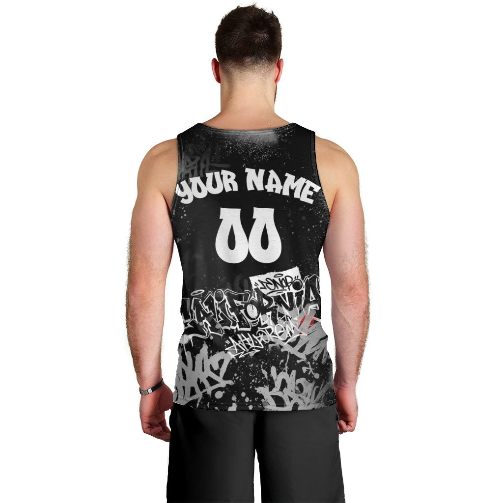 Personalized California Street Graffiti Men Tank Top Monochrome Urban Streetwear - Phoenix Bird - West Coast Riot