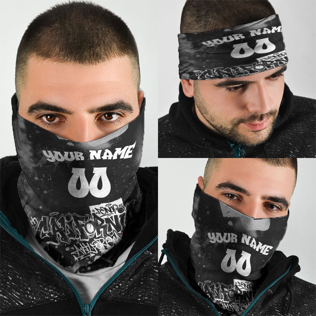 Personalized California Street Graffiti Neck Gaiter Monochrome Urban Streetwear - Phoenix Bird - West Coast Riot