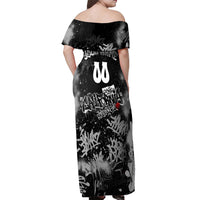 Personalized California Street Graffiti Off Shoulder Maxi Dress Monochrome Urban Streetwear - Phoenix Bird - West Coast Riot