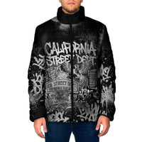 Personalized California Street Graffiti Padded Jacket Monochrome Urban Streetwear - Phoenix Bird - West Coast Riot