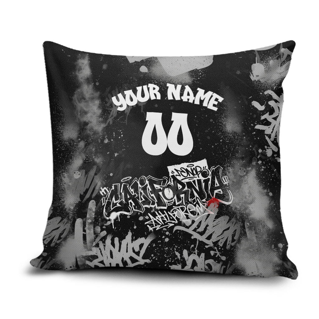 Personalized California Street Graffiti Pillow Cover Monochrome Urban Streetwear - Phoenix Bird - West Coast Riot