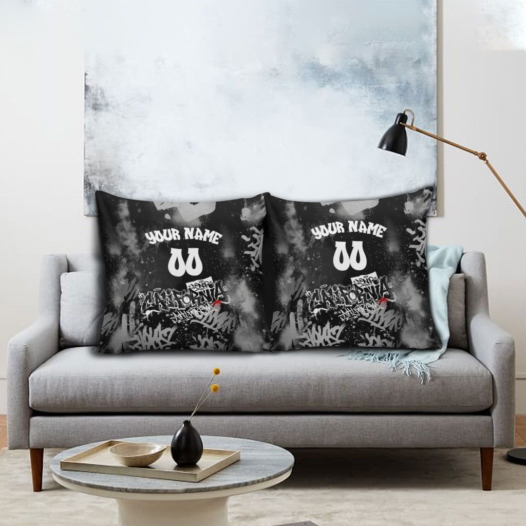 Personalized California Street Graffiti Pillow Cover Monochrome Urban Streetwear - Phoenix Bird - West Coast Riot
