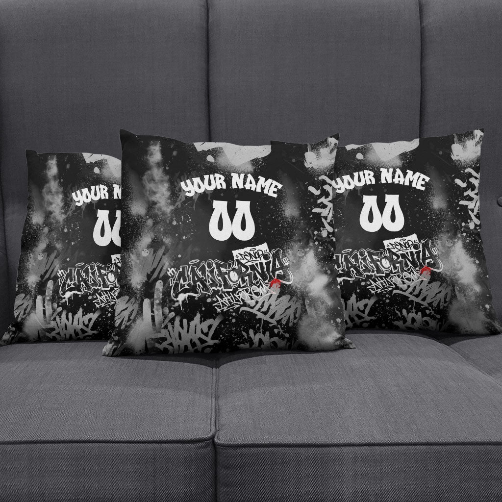 Personalized California Street Graffiti Pillow Cover Monochrome Urban Streetwear - Phoenix Bird - West Coast Riot