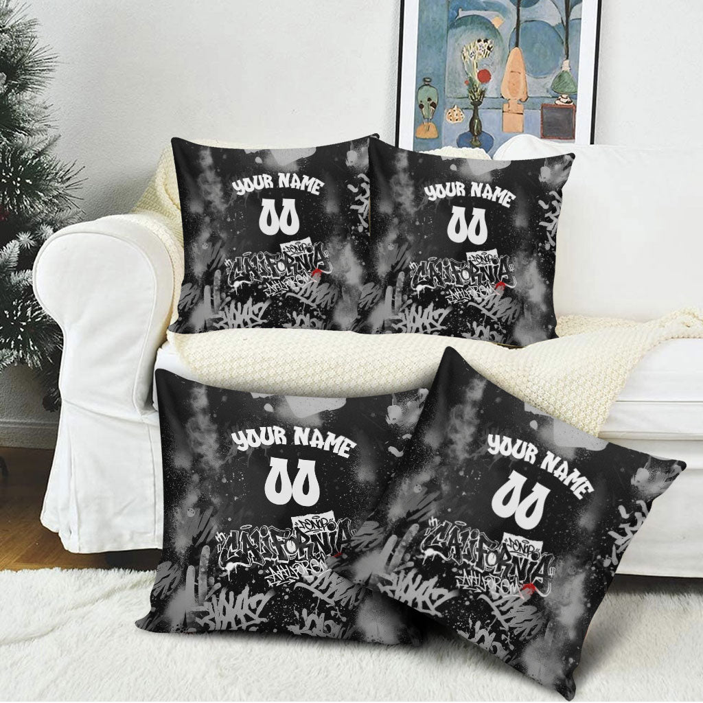 Personalized California Street Graffiti Pillow Cover Monochrome Urban Streetwear - Phoenix Bird - West Coast Riot