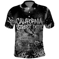 Personalized California Street Graffiti Polo Shirt Monochrome Urban Streetwear - Phoenix Bird - West Coast Riot