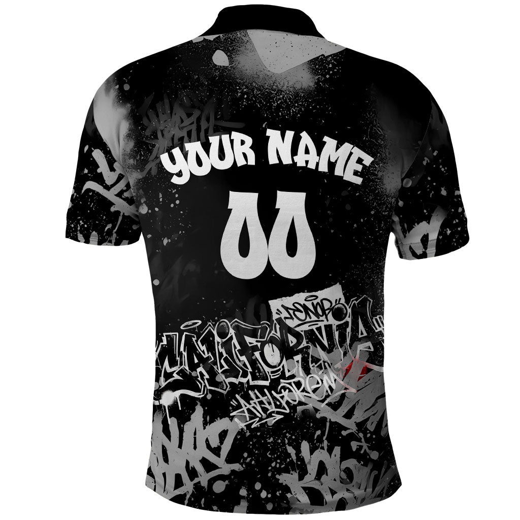 Personalized California Street Graffiti Polo Shirt Monochrome Urban Streetwear - Phoenix Bird - West Coast Riot