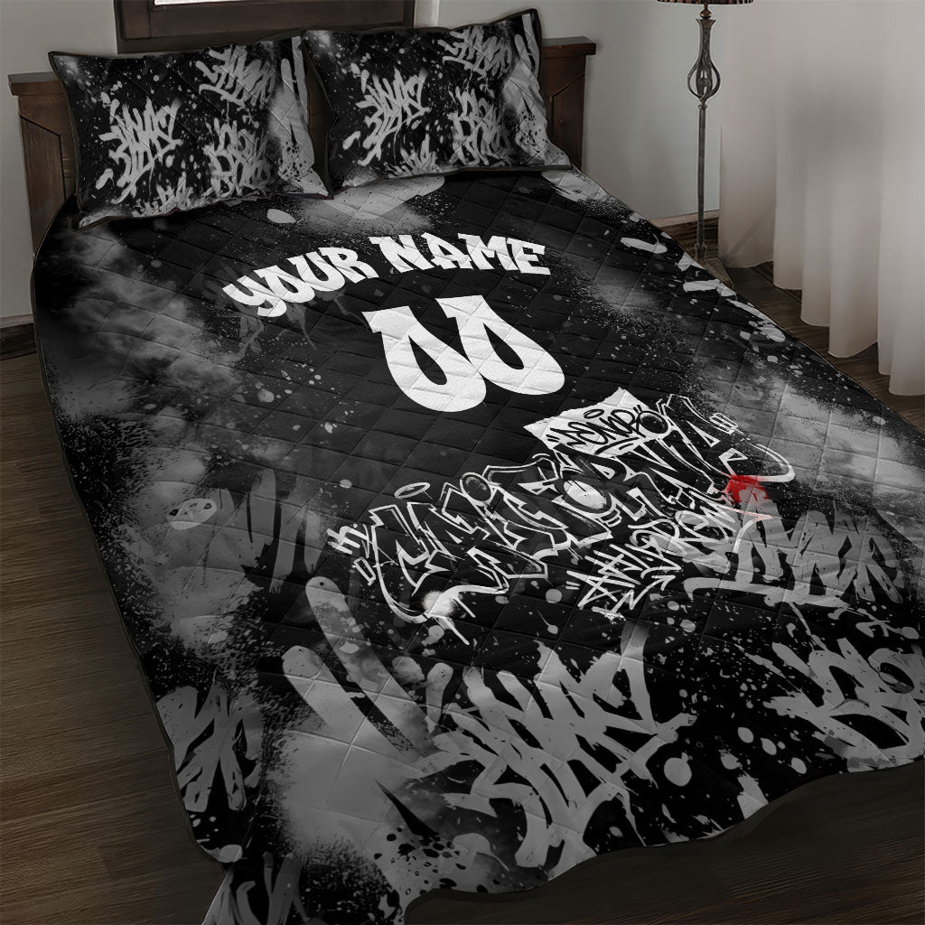 Personalized California Street Graffiti Quilt Bed Set Monochrome Urban Streetwear - Phoenix Bird - West Coast Riot