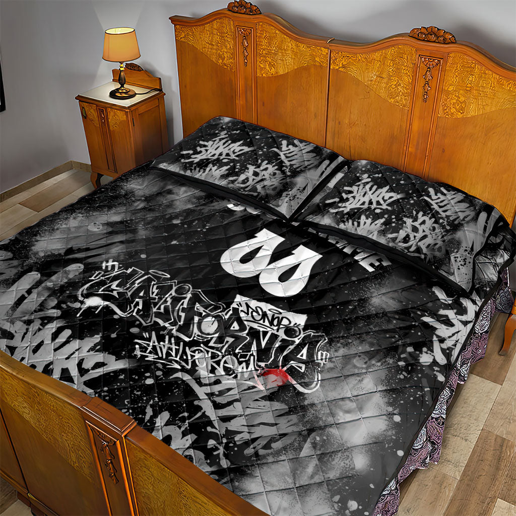 Personalized California Street Graffiti Quilt Bed Set Monochrome Urban Streetwear - Phoenix Bird - West Coast Riot
