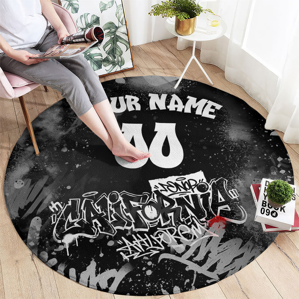 Personalized California Street Graffiti Round Carpet Monochrome Urban Streetwear - Phoenix Bird - West Coast Riot