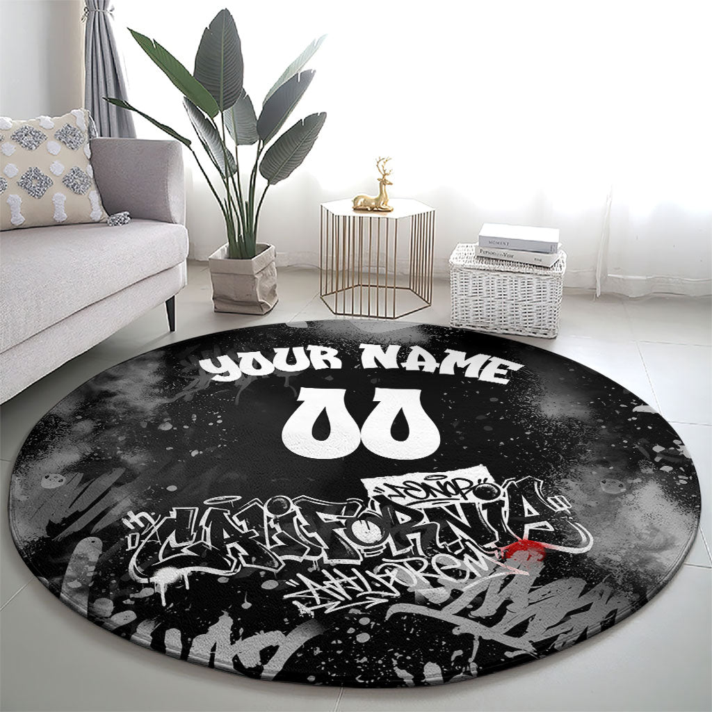 Personalized California Street Graffiti Round Carpet Monochrome Urban Streetwear - Phoenix Bird - West Coast Riot
