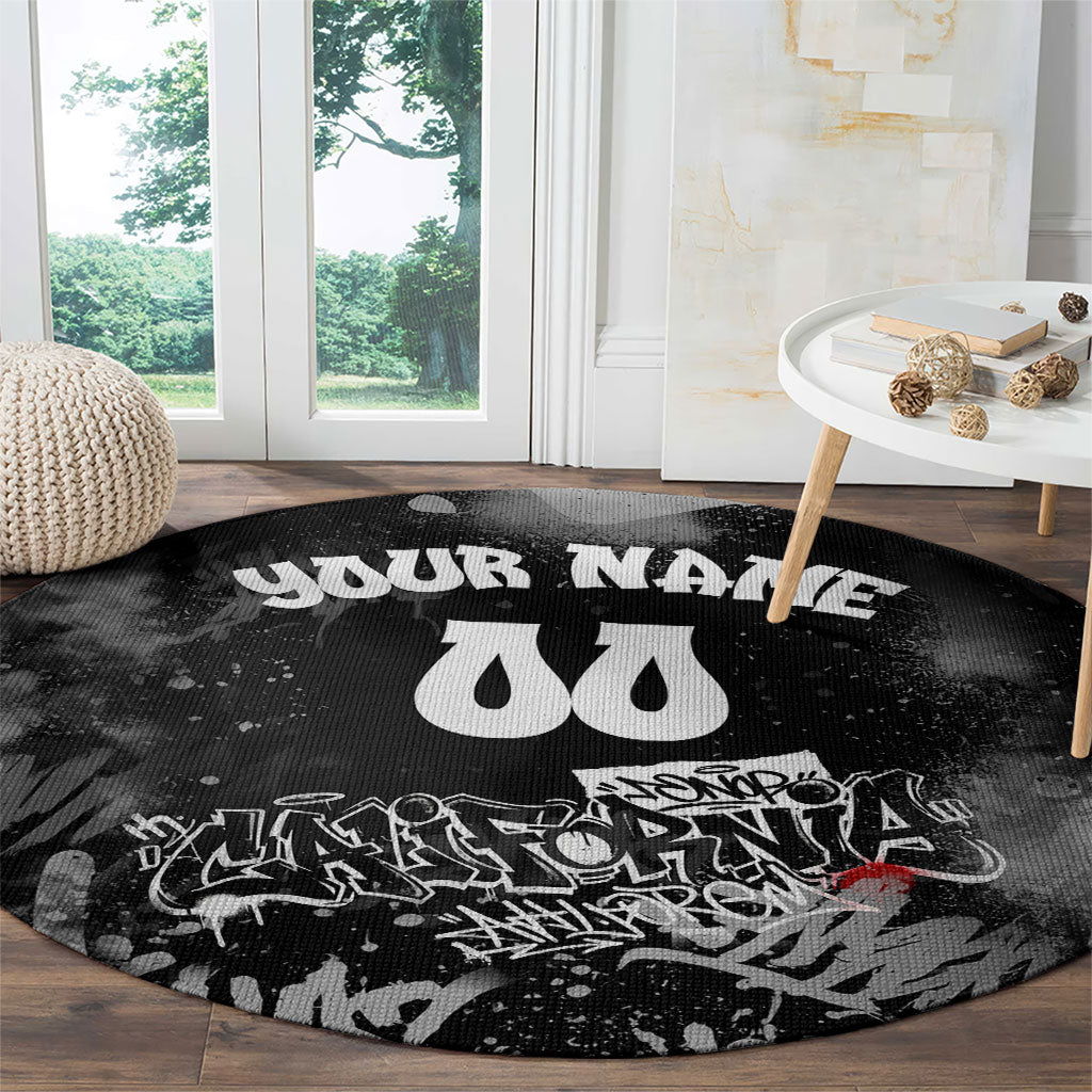 Personalized California Street Graffiti Round Carpet Monochrome Urban Streetwear - Phoenix Bird - West Coast Riot