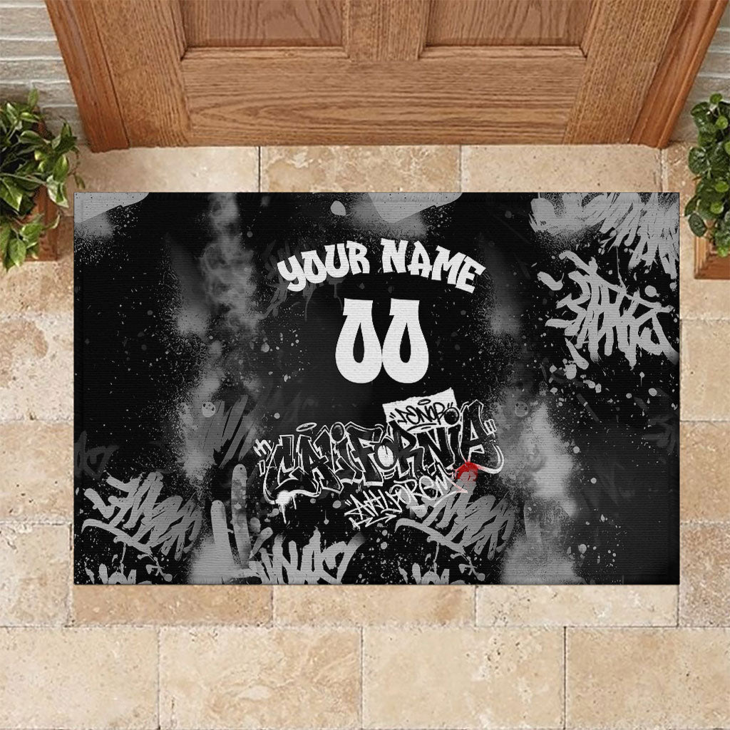 Personalized California Street Graffiti Rubber Doormat Monochrome Urban Streetwear - Phoenix Bird - West Coast Riot