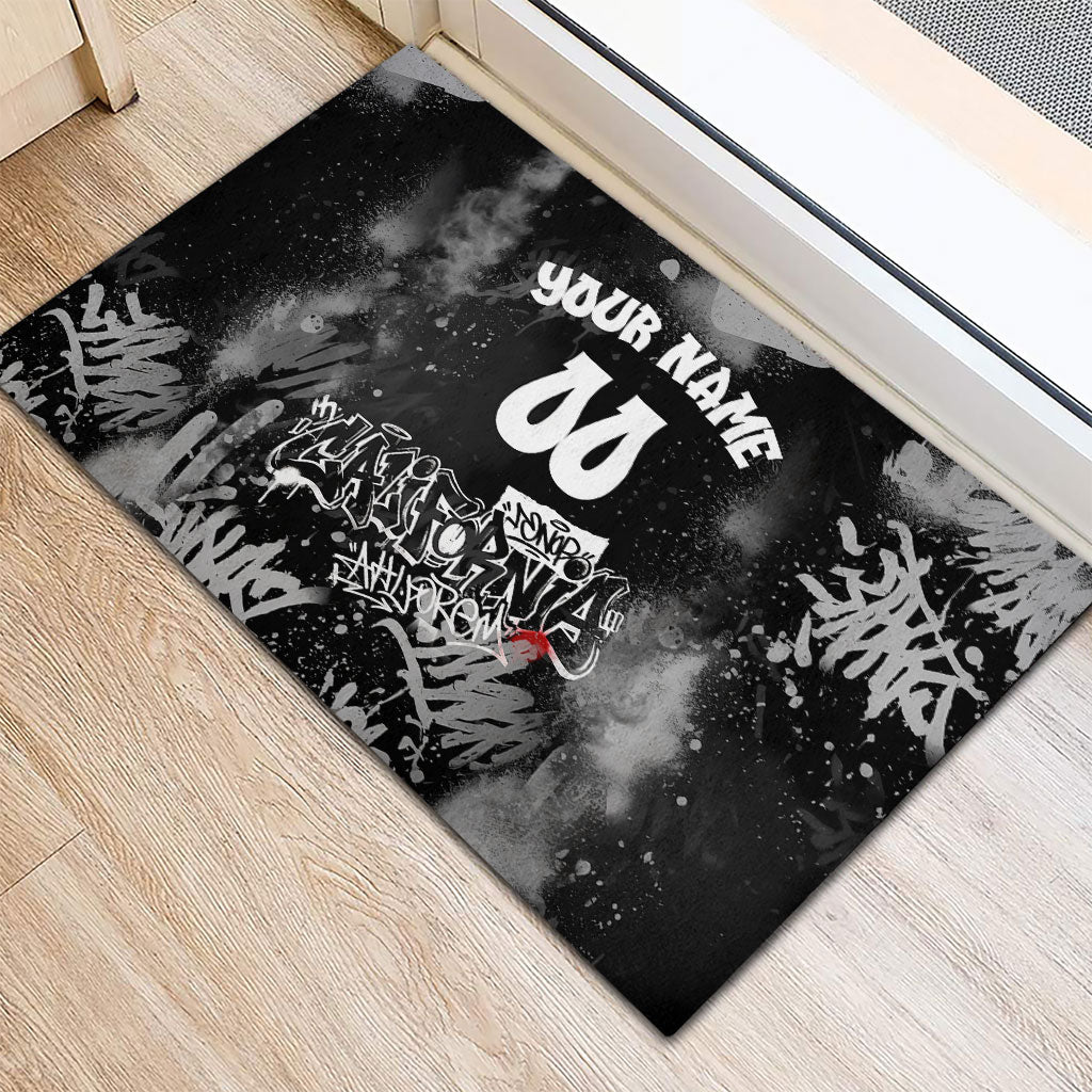 Personalized California Street Graffiti Rubber Doormat Monochrome Urban Streetwear - Phoenix Bird - West Coast Riot