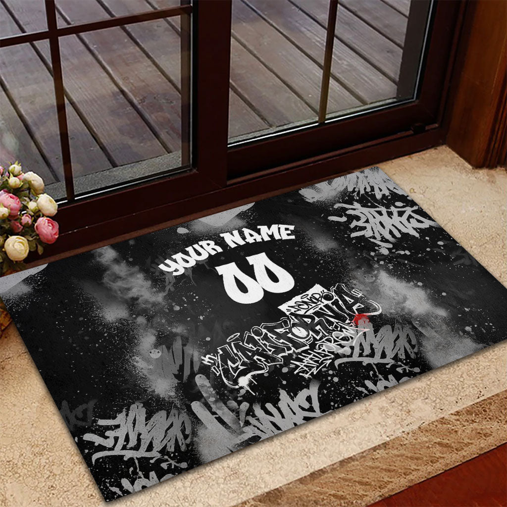 Personalized California Street Graffiti Rubber Doormat Monochrome Urban Streetwear - Phoenix Bird - West Coast Riot