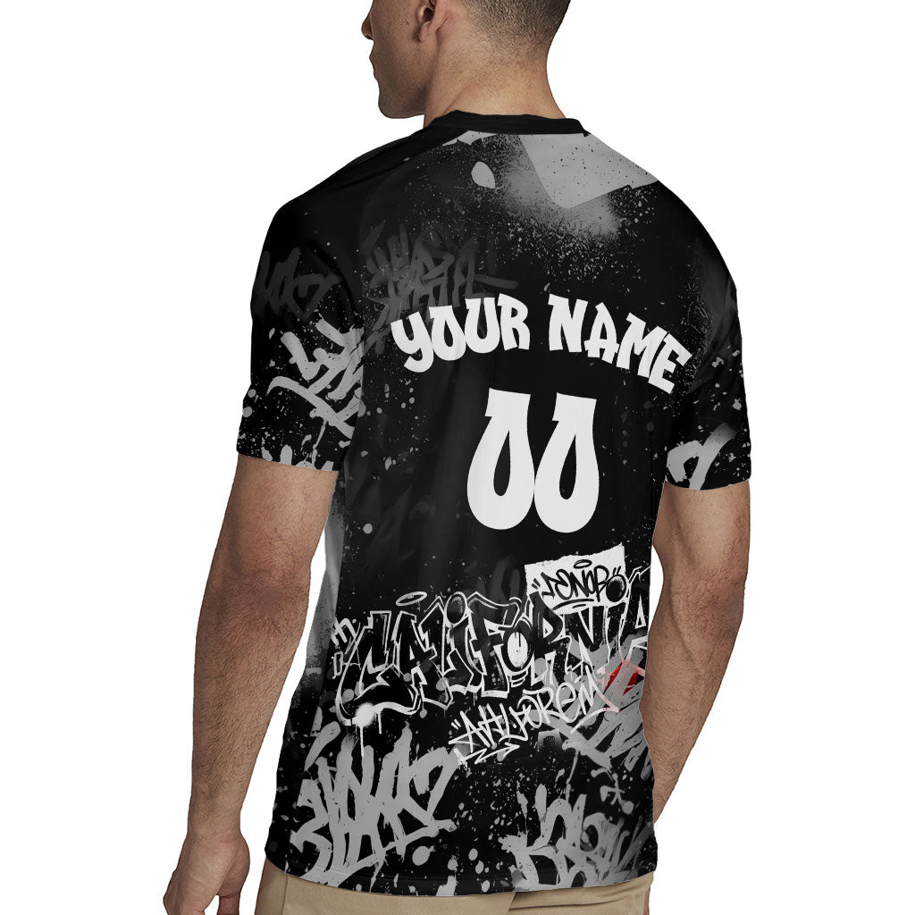 Personalized California Street Graffiti Rugby Jersey Monochrome Urban Streetwear - Phoenix Bird - West Coast Riot