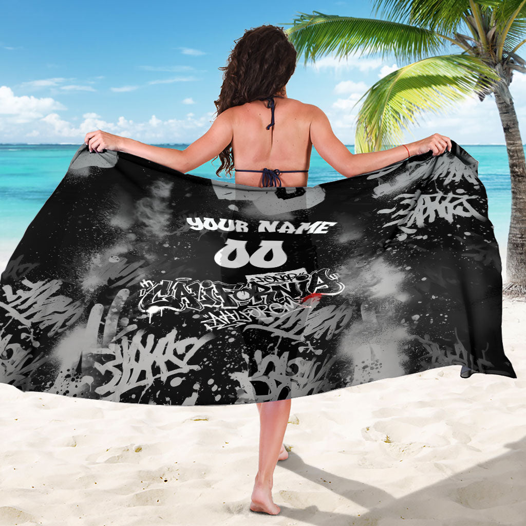 Personalized California Street Graffiti Sarong Monochrome Urban Streetwear - Phoenix Bird - West Coast Riot