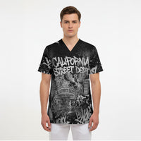 Personalized California Street Graffiti Scrub Top Monochrome Urban Streetwear - Phoenix Bird - West Coast Riot