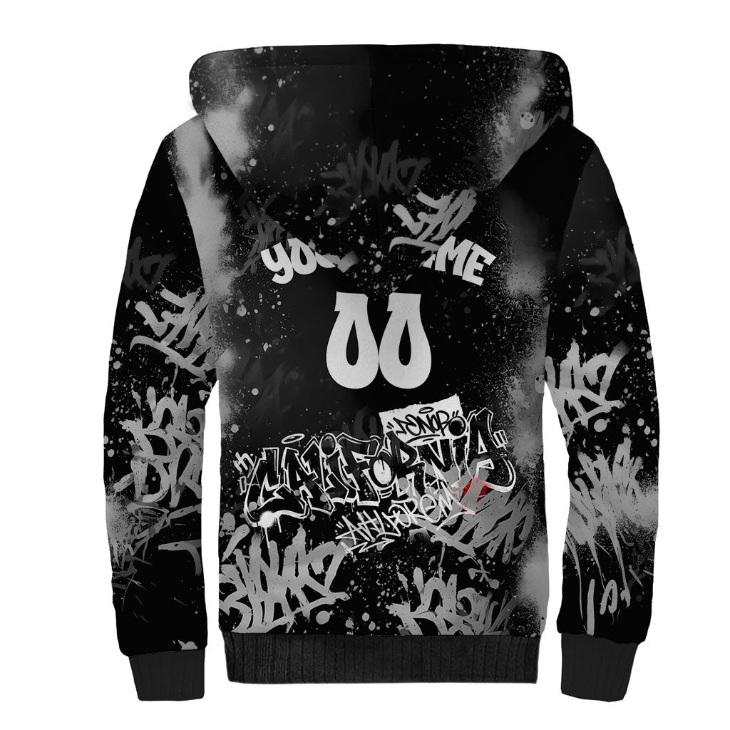 Personalized California Street Graffiti Sherpa Hoodie Monochrome Urban Streetwear - Phoenix Bird - West Coast Riot