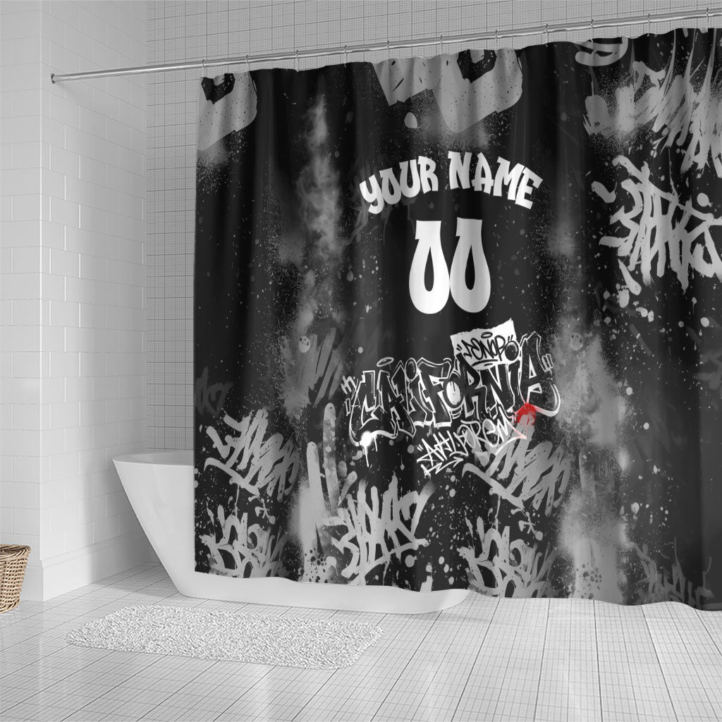 Personalized California Street Graffiti Shower Curtain Monochrome Urban Streetwear - Phoenix Bird - West Coast Riot