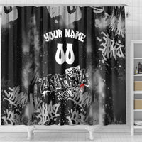 Personalized California Street Graffiti Shower Curtain Monochrome Urban Streetwear - Phoenix Bird - West Coast Riot