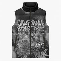Personalized California Street Graffiti Sleeveless Puffer Jacket Monochrome Urban Streetwear - Phoenix Bird - West Coast Riot