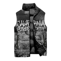 Personalized California Street Graffiti Sleeveless Puffer Jacket Monochrome Urban Streetwear - Phoenix Bird - West Coast Riot