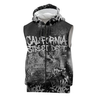 Personalized California Street Graffiti Sleeveless Zip Hoodie Monochrome Urban Streetwear - Phoenix Bird - West Coast Riot