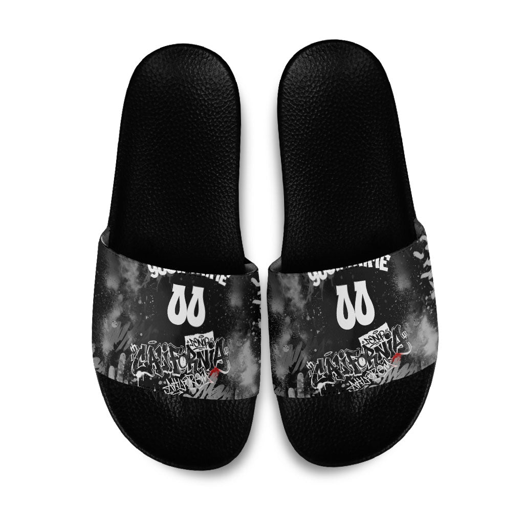 Personalized California Street Graffiti Slide Sandals Monochrome Urban Streetwear - Phoenix Bird - West Coast Riot