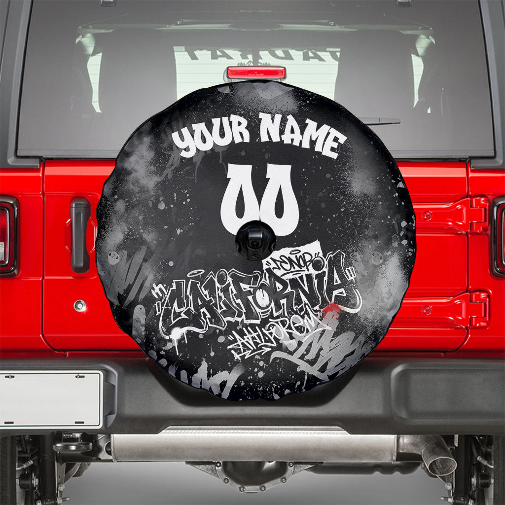 Personalized California Street Graffiti Spare Tire Cover Monochrome Urban Streetwear - Phoenix Bird - West Coast Riot
