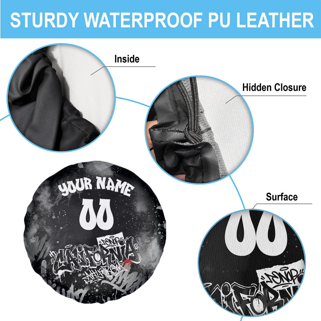 Personalized California Street Graffiti Spare Tire Cover Monochrome Urban Streetwear - Phoenix Bird - West Coast Riot
