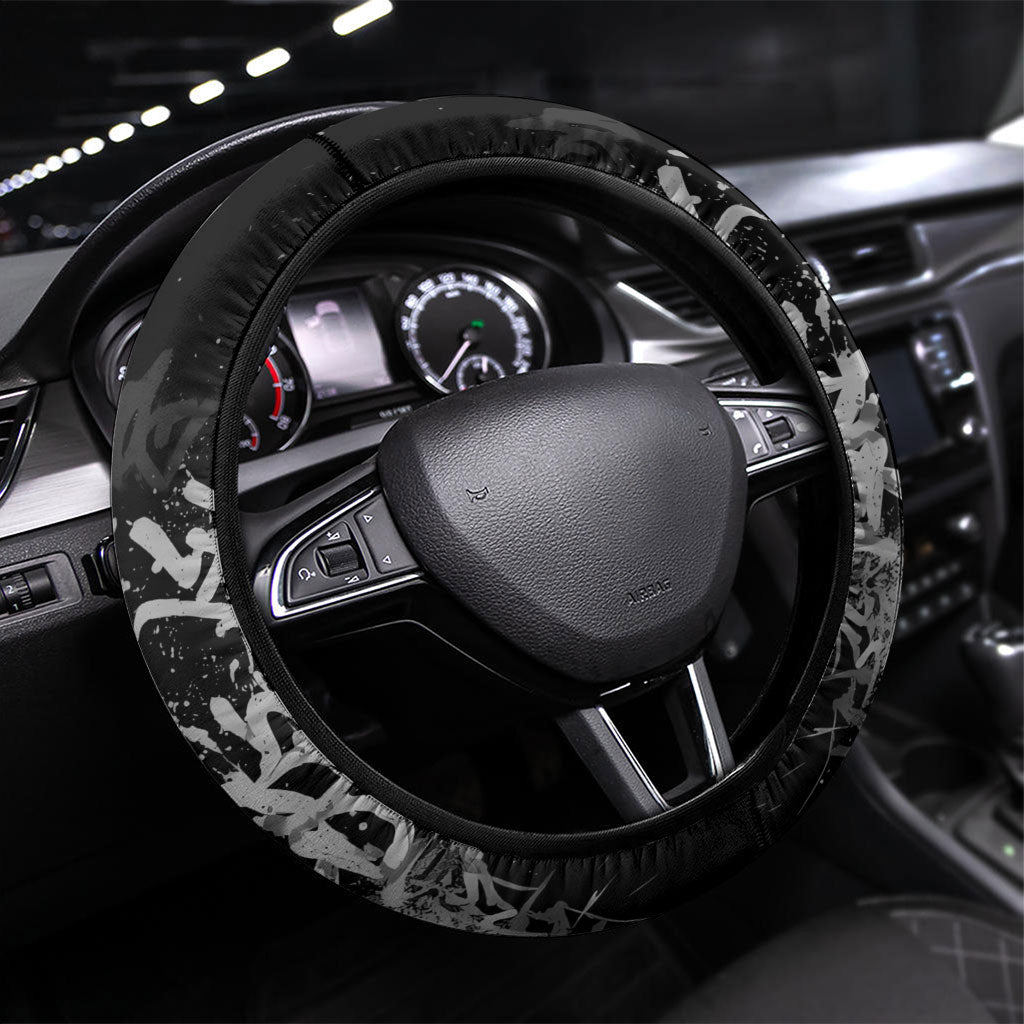 California Street Graffiti Steering Wheel Cover Monochrome Urban Streetwear - Phoenix Bird - West Coast Riot