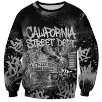 Personalized California Street Graffiti Sweatshirt Monochrome Urban Streetwear - Phoenix Bird - West Coast Riot