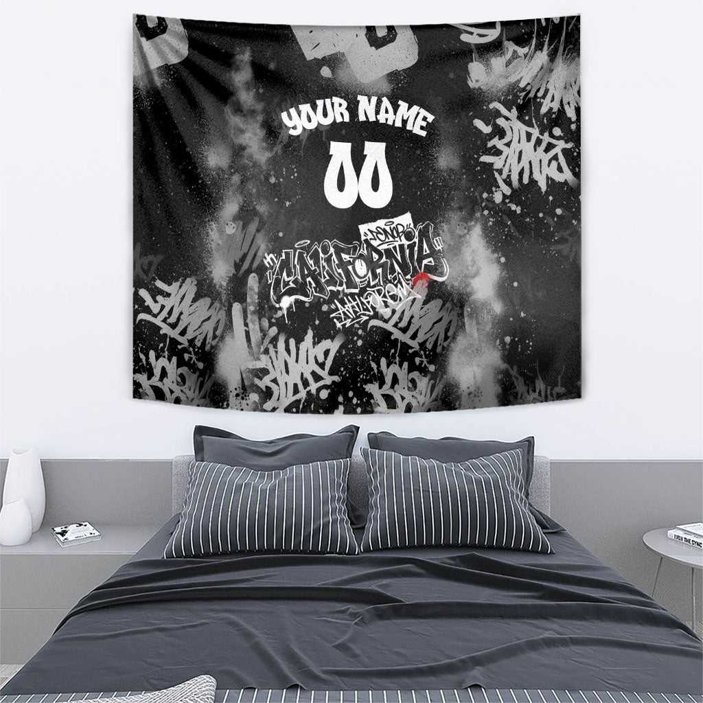 Personalized California Street Graffiti Tapestry Monochrome Urban Streetwear - Phoenix Bird - West Coast Riot