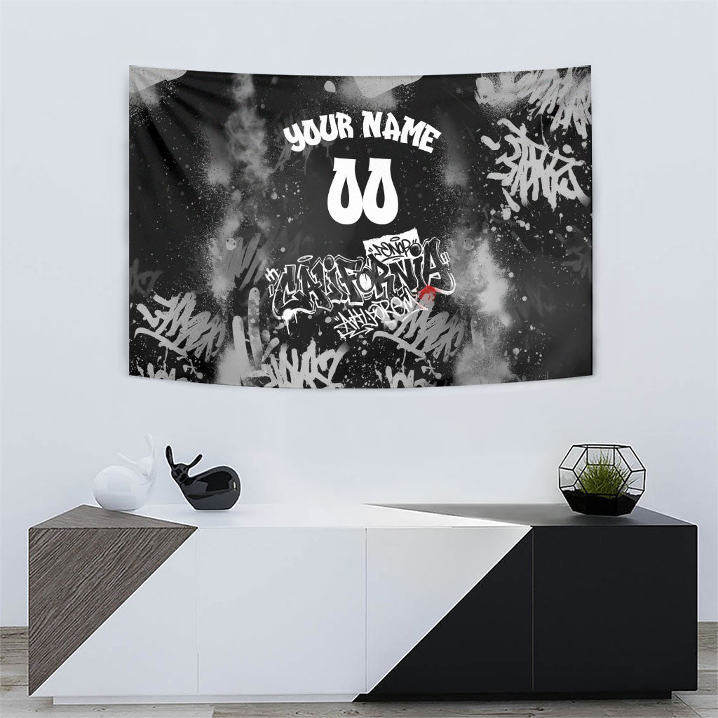 Personalized California Street Graffiti Tapestry Monochrome Urban Streetwear - Phoenix Bird - West Coast Riot