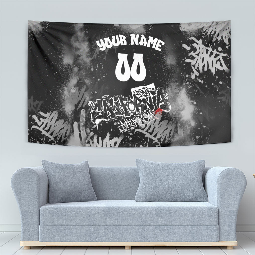Personalized California Street Graffiti Tapestry Monochrome Urban Streetwear - Phoenix Bird - West Coast Riot